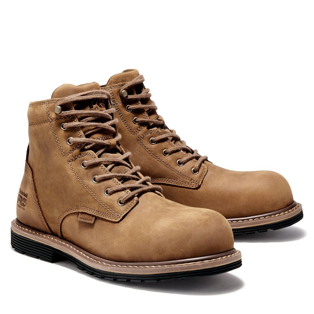 Timberland Pro Μποτακια Ανδρικα Καφε - Millworks 6\" Comp Toe - Greece 4089275-HC